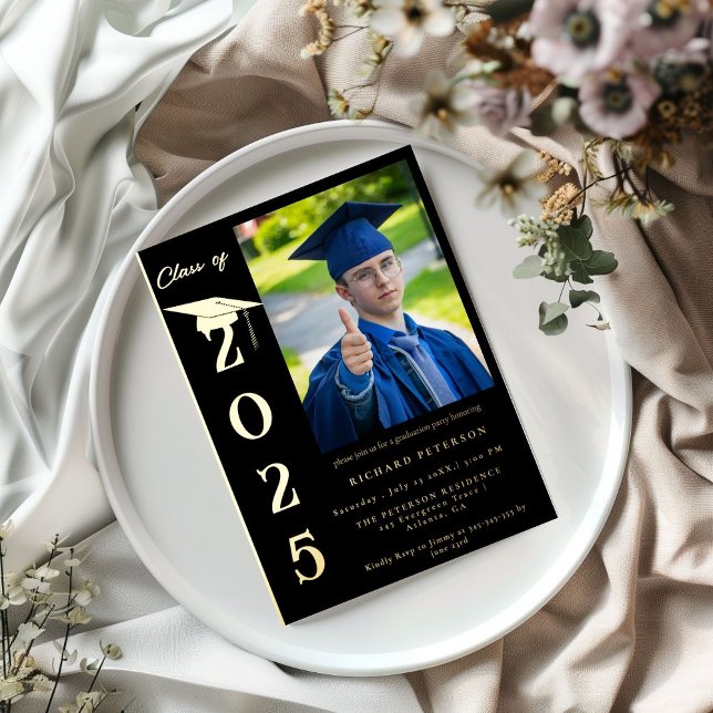 Invitation En Aluminium Simple Moderne Calligraphie Photo Graduation (Créateur téléchargé)