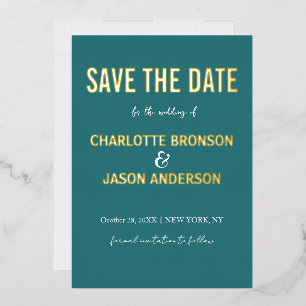 Invitation En Aluminium Simple Moderne Économiser La Date Saphyrine Or