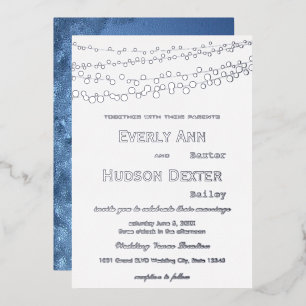 Invitation En Aluminium Simple moderne Silver Froid Galaxy Mariage