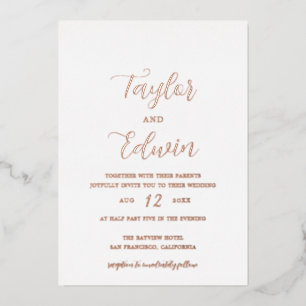Invitation En Aluminium Simple moderne tout en un Mariage Rose or