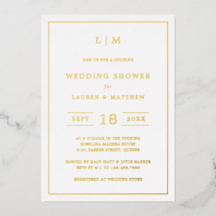 Invitation En Aluminium Simple Monogramme Élégant Mariage Douche