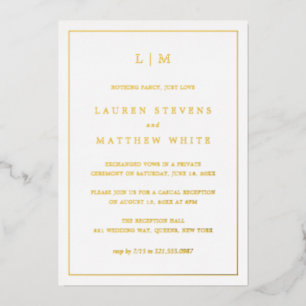 Invitation En Aluminium Simple Monogramme Élégant Réception de Mariage