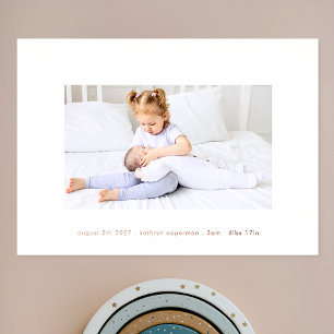 Invitation En Aluminium simple nouveau-né photo bébé naissance rose or