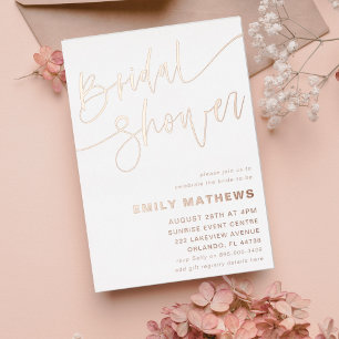 Invitation En Aluminium Simple Rose Gold Calligraphie Baby Showerl