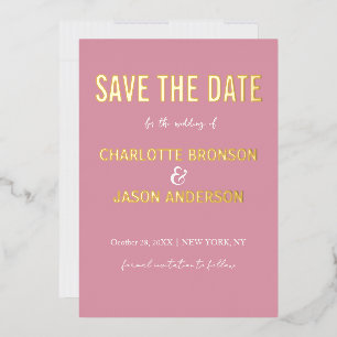 Invitation En Aluminium Simple Rose Moderne Sauver La Date Or