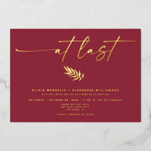 Invitation En Aluminium Simplement Elegant Bourgogne Mariage Calligraphie 
