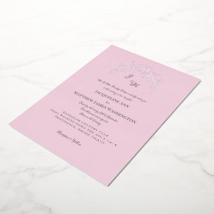 Invitation En Aluminium Simplement rose Elegant Vintage Argent