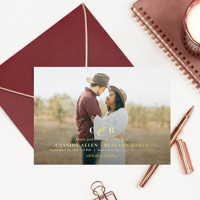 Invitation En Aluminium Simplement Splendid FOIL Monogram Mariage Photo (Créateur téléchargé)