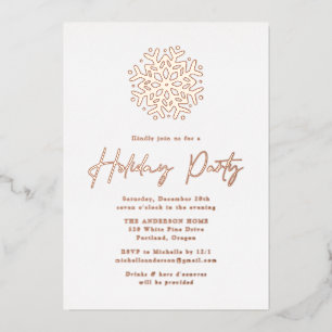 Invitation En Aluminium Simplicité Rose Gold Snowflake Fête de vacances