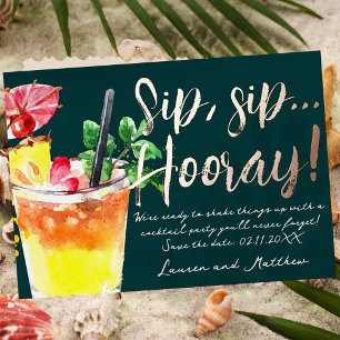 Invitation En Aluminium Sip, Sip Hooray ! Cocktail amusant Enregistrer la 