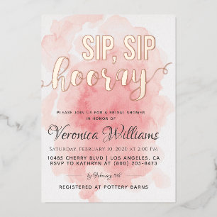Invitation En Aluminium Sip Sip Hooray Enterrement de Vie de Jeune Fille