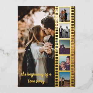 Invitation En Aluminium Six Photos Collage Film Enregistrer la date