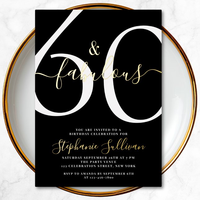 Invitation En Aluminium Sixty and Fabulous Script 60th Birthday Party  (Créateur téléchargé)