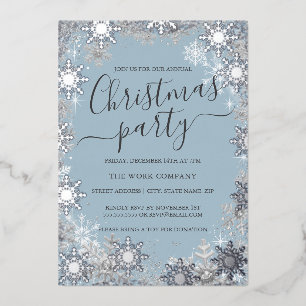 Invitation En Aluminium Snowflake Dusty Blue Silver Groupe de travail de N