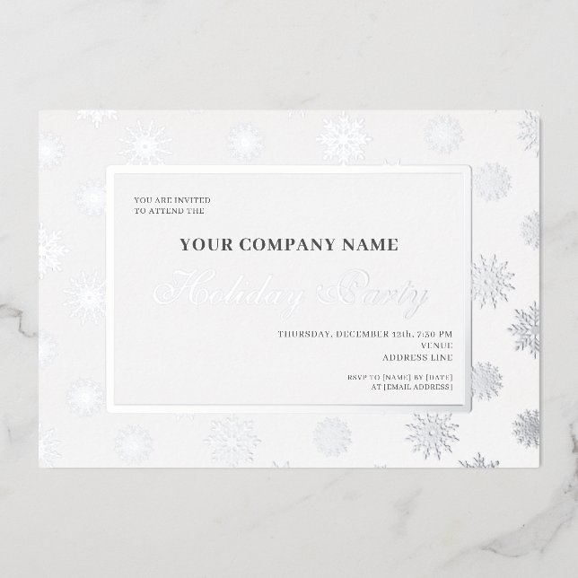 Invitation En Aluminium Snowflake Entreprise Bureau de Noël Fête Fête (Recto)