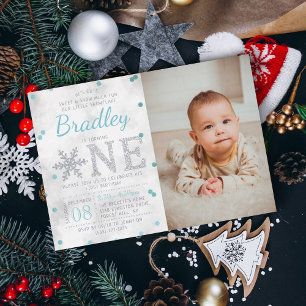 Invitation En Aluminium Snowflake Hiver 1er anniversaire Photo Real