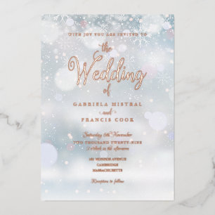 Invitation En Aluminium Snowflakes d'hiver Élégant Mariage Script
