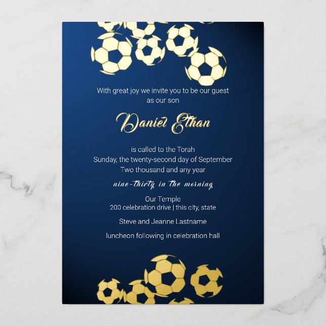 Invitation En Aluminium Soccer Sports Bar Mitzbah (Recto)