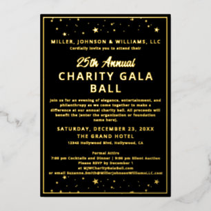 Invitation En Aluminium Société Charity Gala Ball Elegant Noir Tout