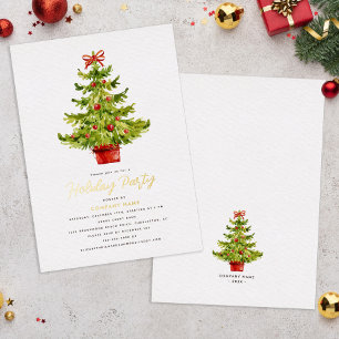Invitation En Aluminium Société de fêtes élégantes de l'arbre de Noël  Or 