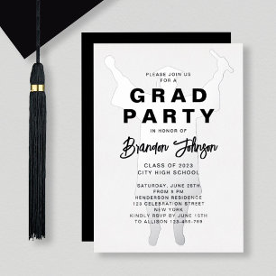 Invitation En Aluminium Soeur moderne Black Silver Graduation Party
