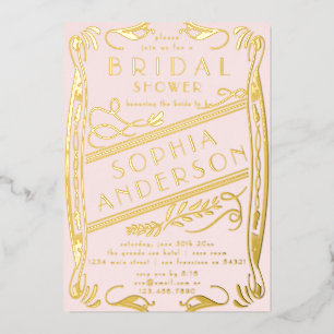 Invitation En Aluminium Soignée de Fête des mariées florale rose or