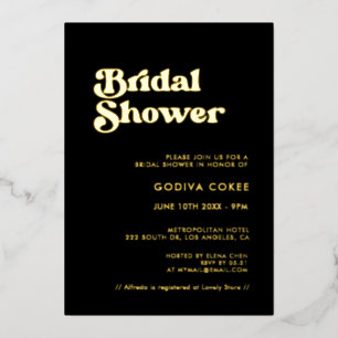 Invitation En Aluminium Soignée rétro noir & or Bride