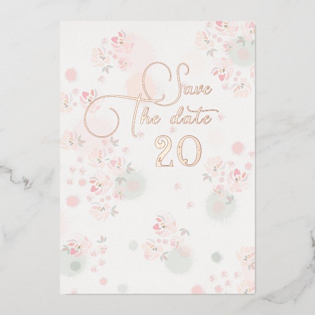 Invitation En Aluminium Soin Thé Roses Mariage Enregistrer La Date (Recto)