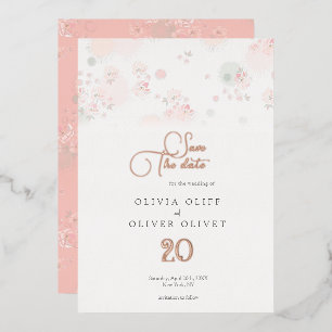 Invitation En Aluminium Soin Thé Roses Mariage Enregistrer La Date