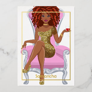 Invitation En Aluminium Soirée d'anniversaire rose et or