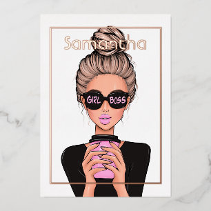 Invitation En Aluminium Soirée d'anniversaire rose Gold et Rose