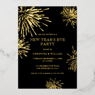 Invitation En Aluminium Soirée de la réveillon du Nouvel An Elegant Black