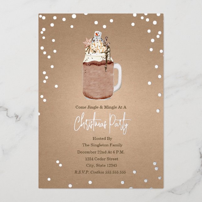 Invitation En Aluminium Soirée de Noël au chocolat au lait (Recto)