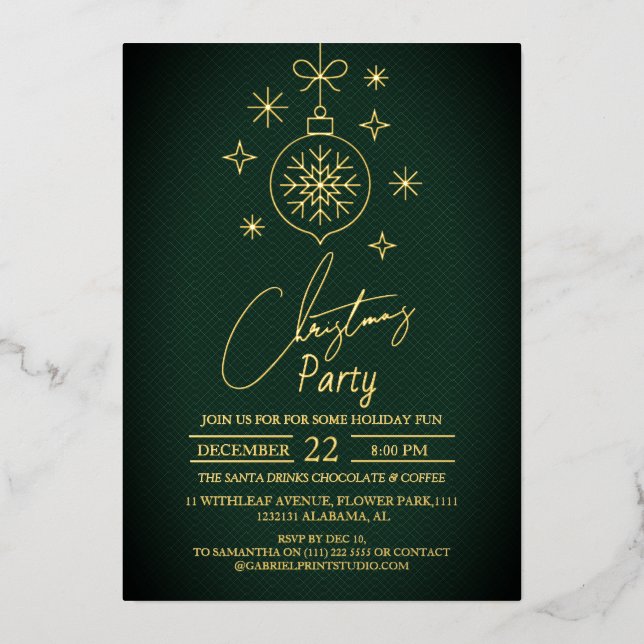 Invitation En Aluminium Soirée de Noël chic moderne élégant (Recto)
