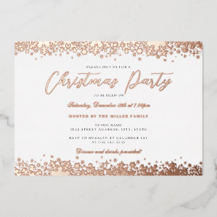 Invitation En Aluminium Soirée de Noël Elegant Rose Gold