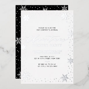 Invitation En Aluminium Soirée de Noël moderne Gold & Black