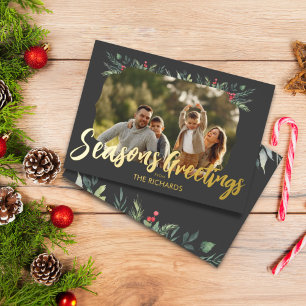 Invitation En Aluminium Soirée de Noël sur le thème du feuillage botanique