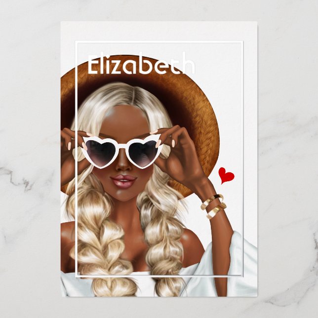 Invitation En Aluminium Soirée d'été d'argent et d'or (Recto)