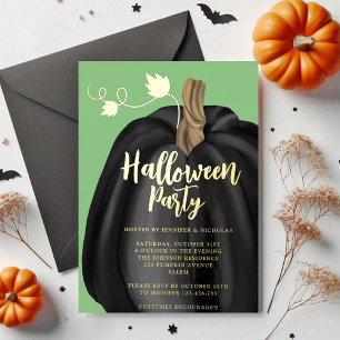 Invitation En Aluminium Soirée d'Halloween Citrouille Vert