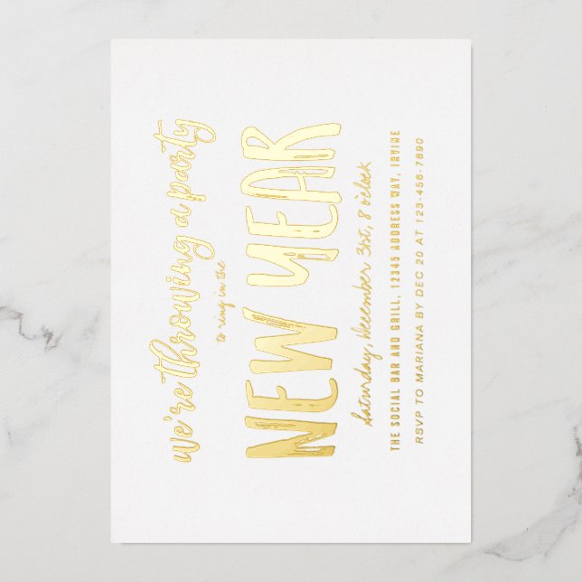 Invitation En Aluminium Soirée du Nouvel An (Recto)