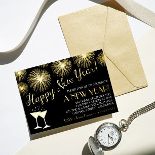 Invitation En Aluminium Soirée du Nouvel An amusante et branchée Réelle