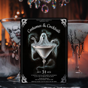 Invitation En Aluminium Soirée élégante de martini fantôme pour Halloween