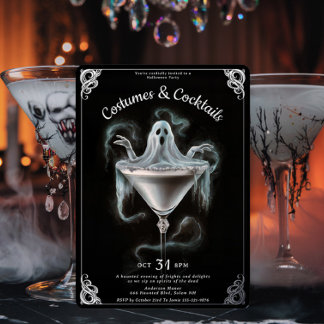 Invitation En Aluminium Soirée élégante de martini fantôme pour Halloween