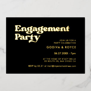 Invitation En Aluminium Soirée élégante rétro noir & or