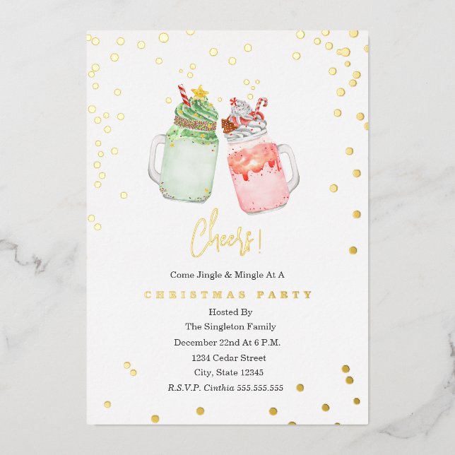 Invitation En Aluminium Soirée festive Milkshakes Noël (Recto)