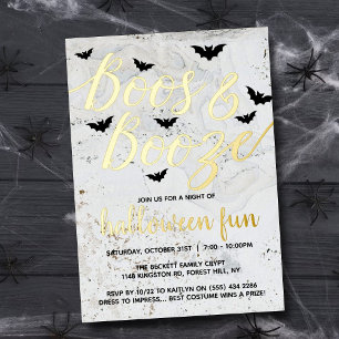 Invitation En Aluminium Soirée Halloween Réelle de Boos & Booze