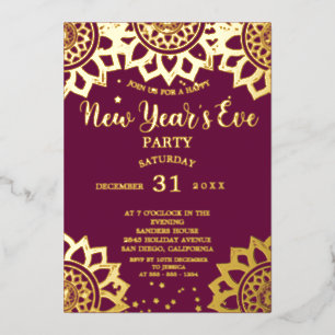 Invitation En Aluminium Soirée Mandala de la Saint-Sylvestre de l'Elegant 