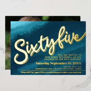 Invitation En Aluminium Soixante-cinq 65e anniversaire aqua turquoise or p