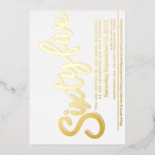 Invitation En Aluminium Soixante-cinq 65e anniversaire fête d'or blanc scr (Recto)