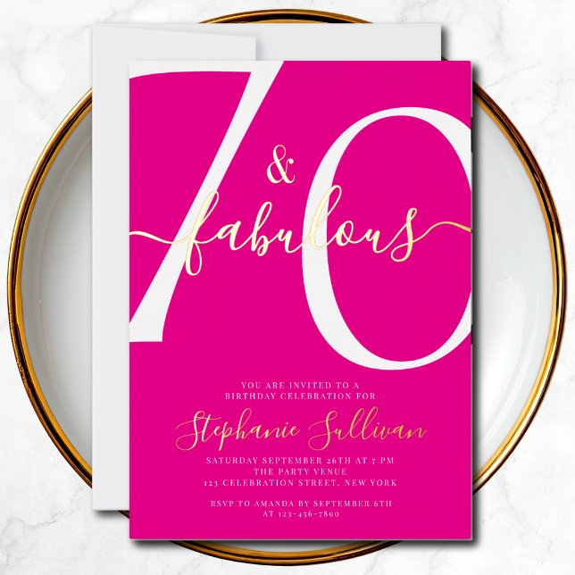 Invitation En Aluminium Soixante-dix et Fabuleux Script 70e Anniversaire R (Créateur téléchargé)